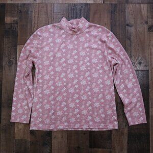 Holiday Lodge by NorthCrest Womans XL Pink Snowflake Mockneck Christmas Holiday